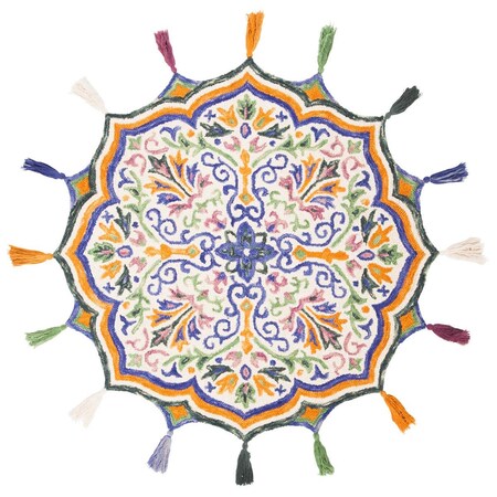 Safavieh 6 x 6 ft. Novelty Hand Tufted Round Area Rug; Cream & Green NOV572Y-6R